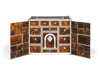 Engraved table cabinet, late 17th century (silver, tortoiseshell & ivory)