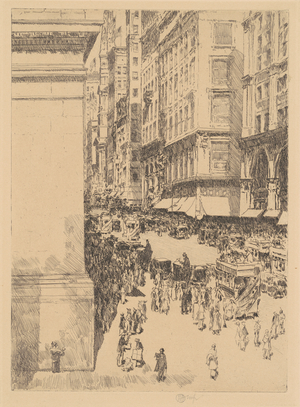 Fifth Avenue, Noon, 1916 (black etching on wove paper)
