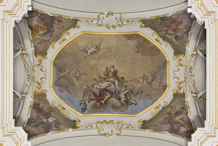 Trinity and Saint Stephen in Glory with the four Evangelists