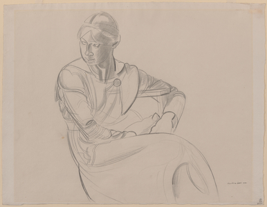 Girl Seated Facing Right, c.1919-1922, (pencil on paper)