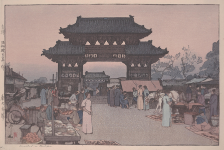 Market in Mukden, 1937 (polychrome woodblock print)