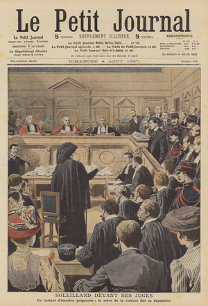 The trial of Albert Soleilland, Paris (colour litho)