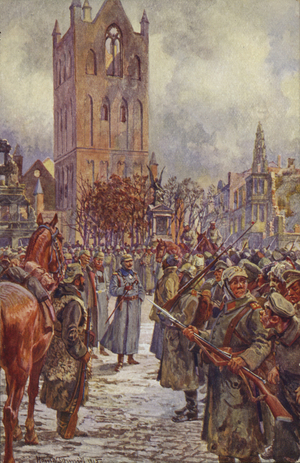 Kaiser Wilhelm II in Lyck (Elk), Poland, World War I, 1914-1915 (colour litho)