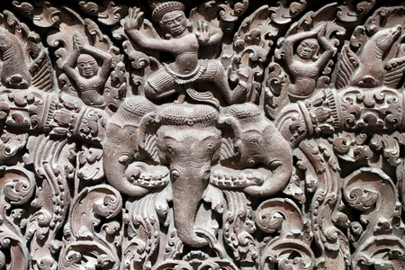 Museum of Vietnamese History, Lintel, Angkor Wat, 10 th century,  Ho Chi Minh City, Vietnam,  2018 (photo)