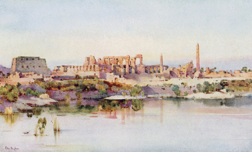 The Temple of Karnak (colour litho)