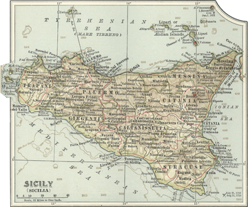 Map of Sicily, c.1900 (engraving)