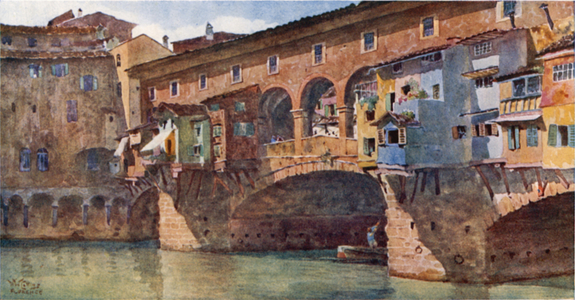 Florence. Ponte Vecchio (colour litho)