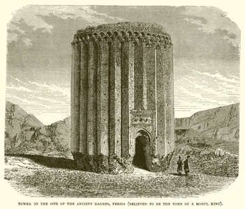 Tower on the site of the Ancient Raghes, Persia (Believed to be the Tomb of Mogul King) (engraving)