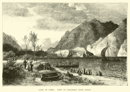 Lake of Como, view of Malgrate from Lecco (engraving)