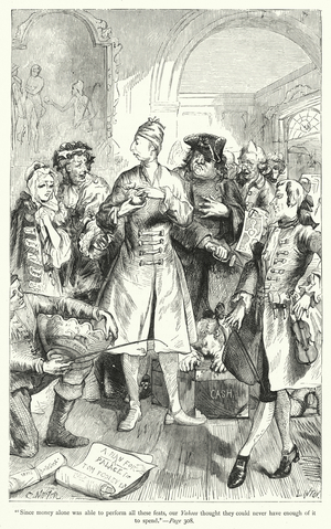 Illustration for Gullivers Travels by Jonathan Swift (engraving)