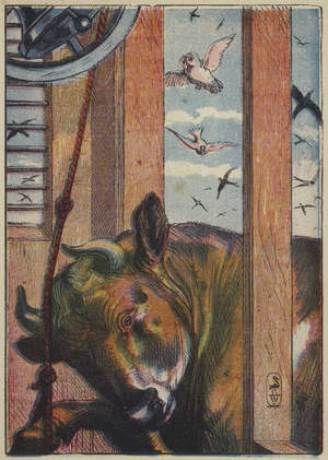 The Bull Tolling the Bell (colour litho)