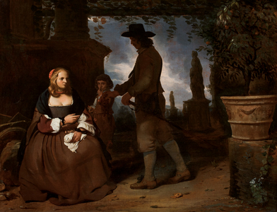 A young couple and a boy in a garden, c. 1650 (oil on canvas)