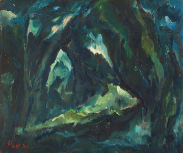 Welsh Forest, Beddgelert, 1949 (oil on board)