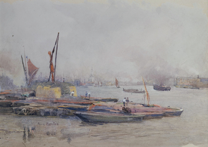 Hay Barges On the Thames (watercolour)