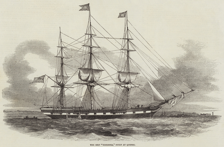 The Ship "Hibernia," built at Quebec (engraving)