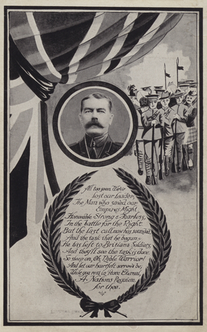 Memorial card to Kitchener who died in 1916 (litho)