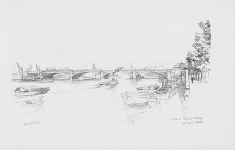 Victoria Railway Bridge, looking West (litho)