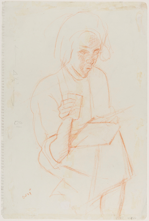 Seated woman, 27 October 1954 (red chalk on paper)