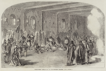 Scene from "King Dear" at the Princess Theatre, Act I, Scene 2 (engraving)