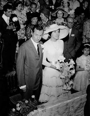 Ornella Vanoni, Lucio Ardenzi, Wedding, 1960 (b/w photo)