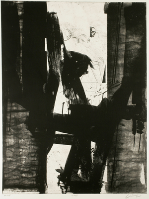 Dirge, 2001 (sugar-lift & spit bite aquatint on cream wove paper)
