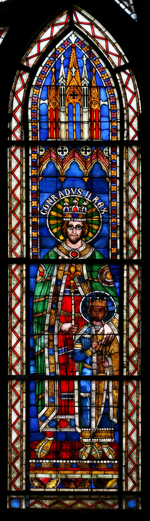 Window w13 depicting Emperor Conrad and son (stained glass)
