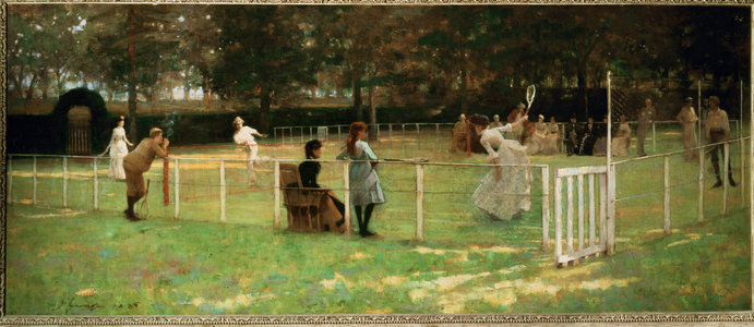 A game of Tennis (painting on canvas)