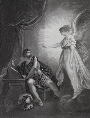 The Angel appearing to Cornelius, Acts, Ch 10, v 4 (engraving)