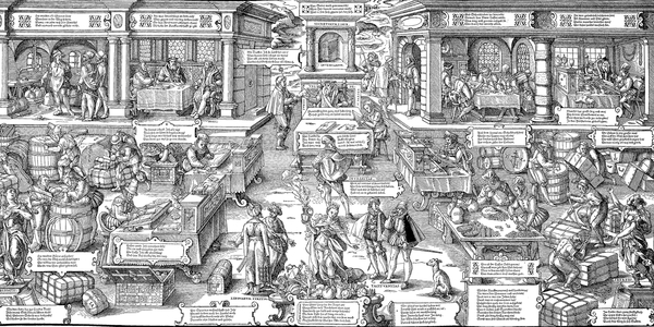 Situation in a german commercial town in the mediaeval times