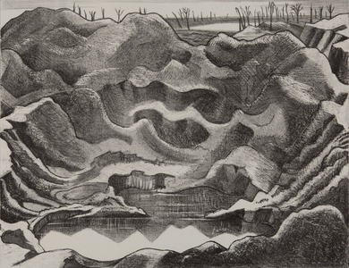 The Mine Crater, Hill 60, Ypres Salient, 1917 (Lithograph on cream wove)