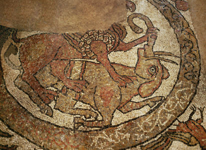 A lion kills a goat, right nave (mosaic)