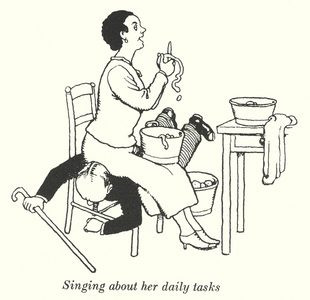 Singing about her daily tasks (litho)