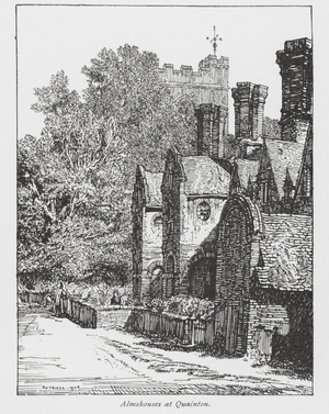 Almshouses at Quainton (litho)