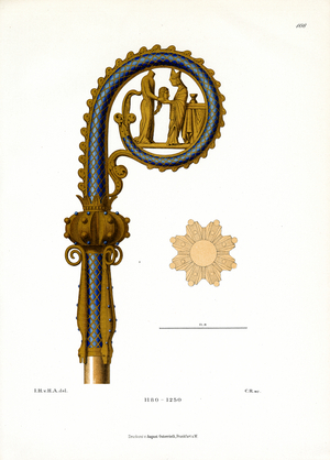 Romanesque Crosier with Annunciation Scene (chromolitho)