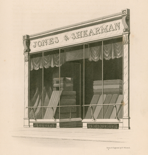Shop front of Messrs Jones and Shearman, Blackfriars Road, London (engraving)