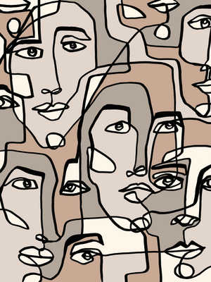 FACE MOSAIC 3 , 2022 (Mixed Media Illustration)