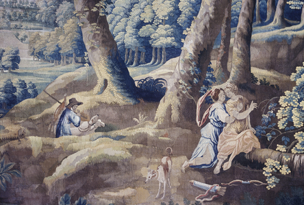 Detail of a scene from the 'Life at Country Mansion' tapestry series (textile) (see also 1275718)