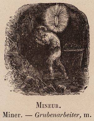 Le Vocabulaire Illustre: Mineur; Miner; Grubenarbeiter (engraving)