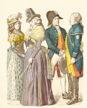 Fashion in Germany, late 18th century (copper plate print)