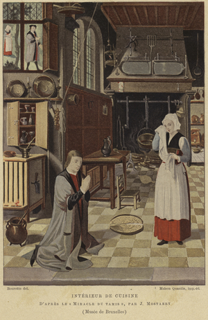 Kitchen interior (colour litho)
