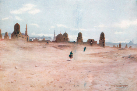 A Dusty Day at the Tombs of the Khalifs (colour litho)