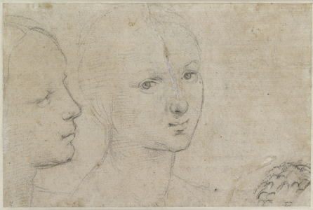 Verso: Two studies of the Head of a young Woman, WA1846.157 (black chalk on off-white paper)