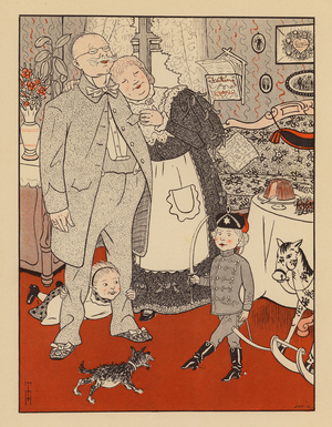 Little boy's birthday (colour litho)