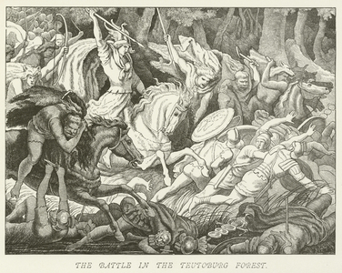 The battle in the Teutoburg Forest (engraving)