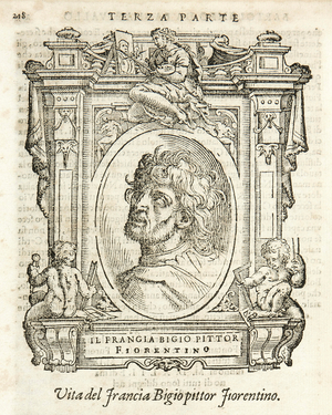 Milan, Braidense Library, Vite de piv excellent, Giorgio Vasari 1568, Francesco di Cristofano called Il Franciabigio