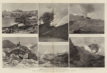 The Great Eruption at Mount Bandai, Japan (engraving)