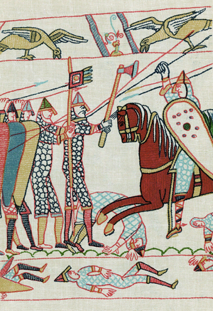 after a detail from the Bayeux tapestry dated 11th century (lithograph)