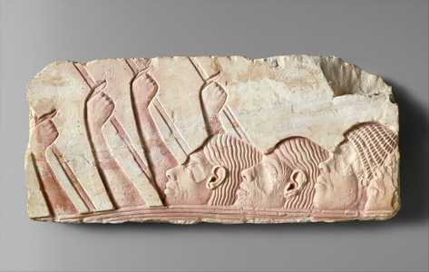 Foreigners in a Procession, c.1345 BC (painted limestone)