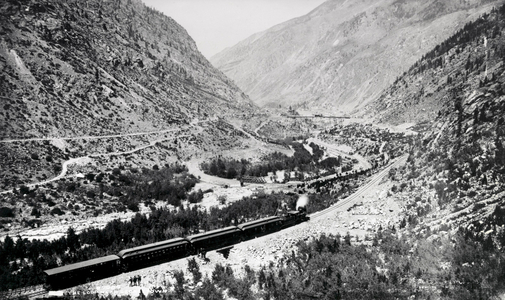 High angle view of train moving on railroad track