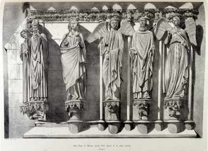 Drawing of the Cathedral of Notre Dame de Rheims, France 1857. Illustrated in 'Voyages pittoresques et romantiques' (Picturesque and romantic journeys in ancient France), by Isidore Taylor, (baron Taylor) 1857.